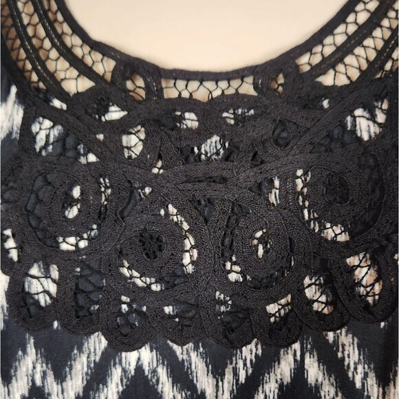 Soma Dress‎ Soutache Sleeveless Short Lace Ikat Mini Black White Empire M - Picture 4 of 10